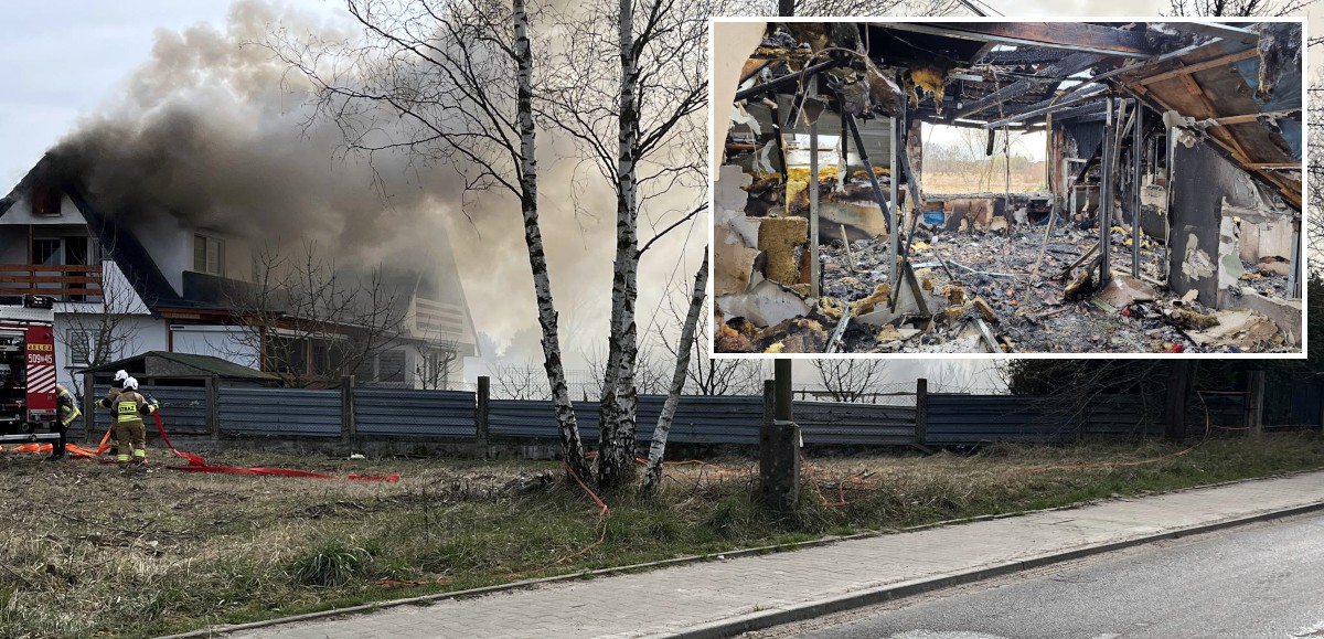 Pożar domu jednorodzinnego w Dołujach