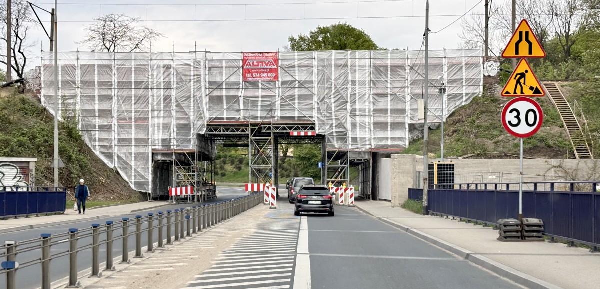 Remontowany wiadukt przy ul. Wilczej w Szczecinie